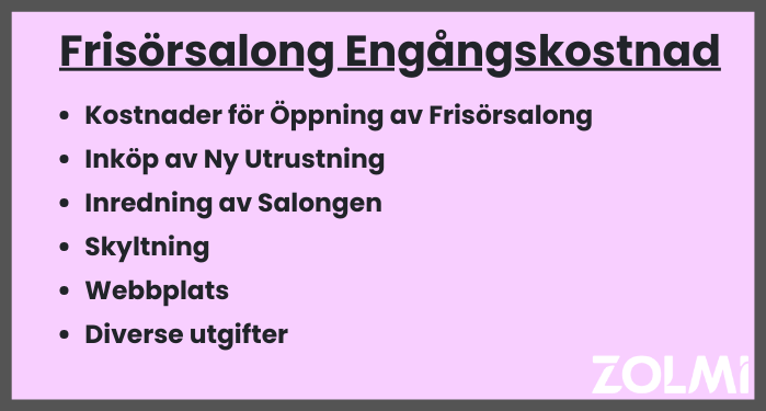 Frisörsalong engångskostnad 